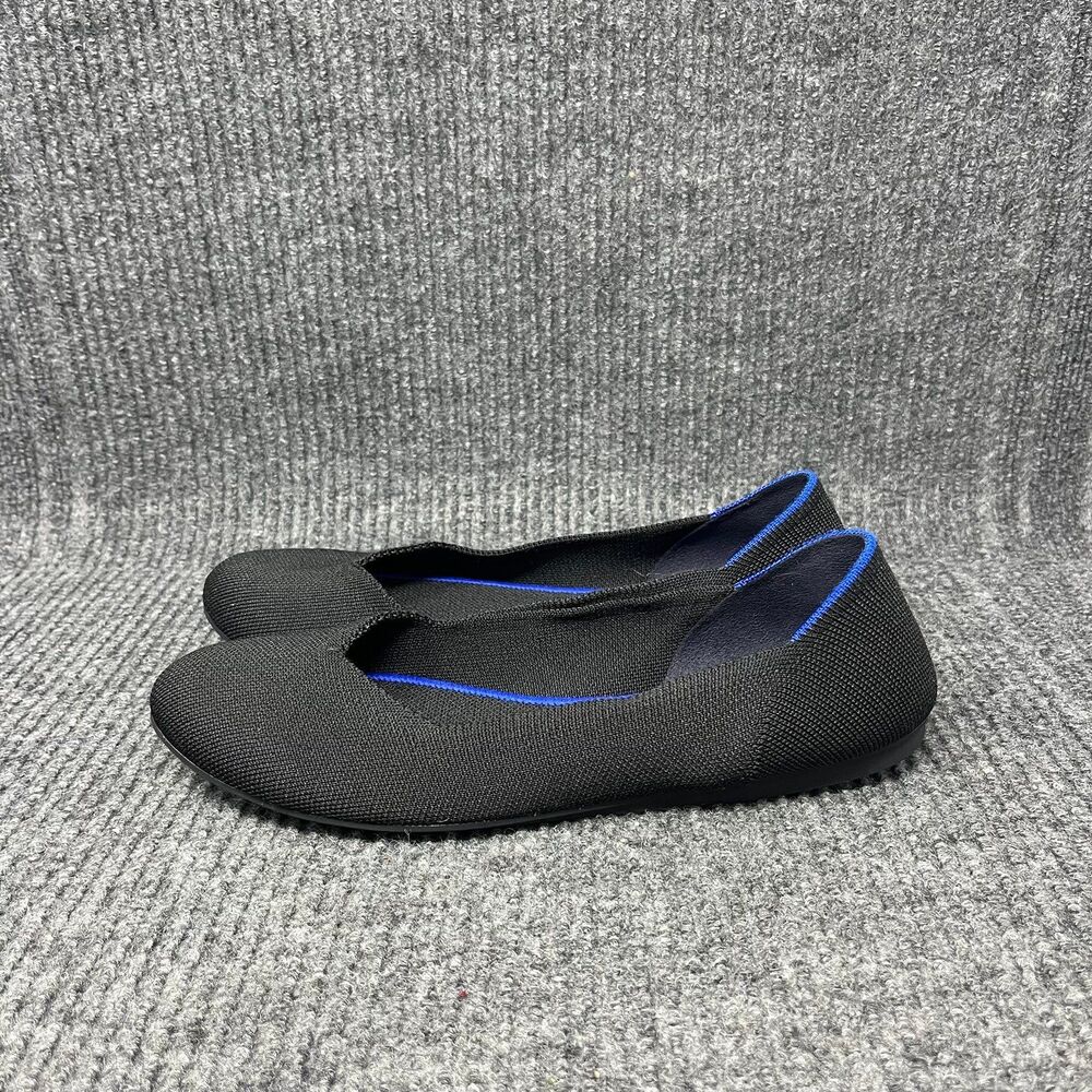 EUC Rothy's Black Flats with Blue trim - Picture 3 of 6